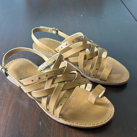 Franco Sarto Crisscross Leather Strappy Studded Flats Sandals Women size 6 - Picture 2 of 16